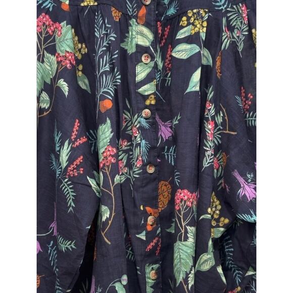 Maeve by Anthropologie Oversized Puff Sleeve Botanical Floral Blouse Top  Size M - Picture 5 of 7